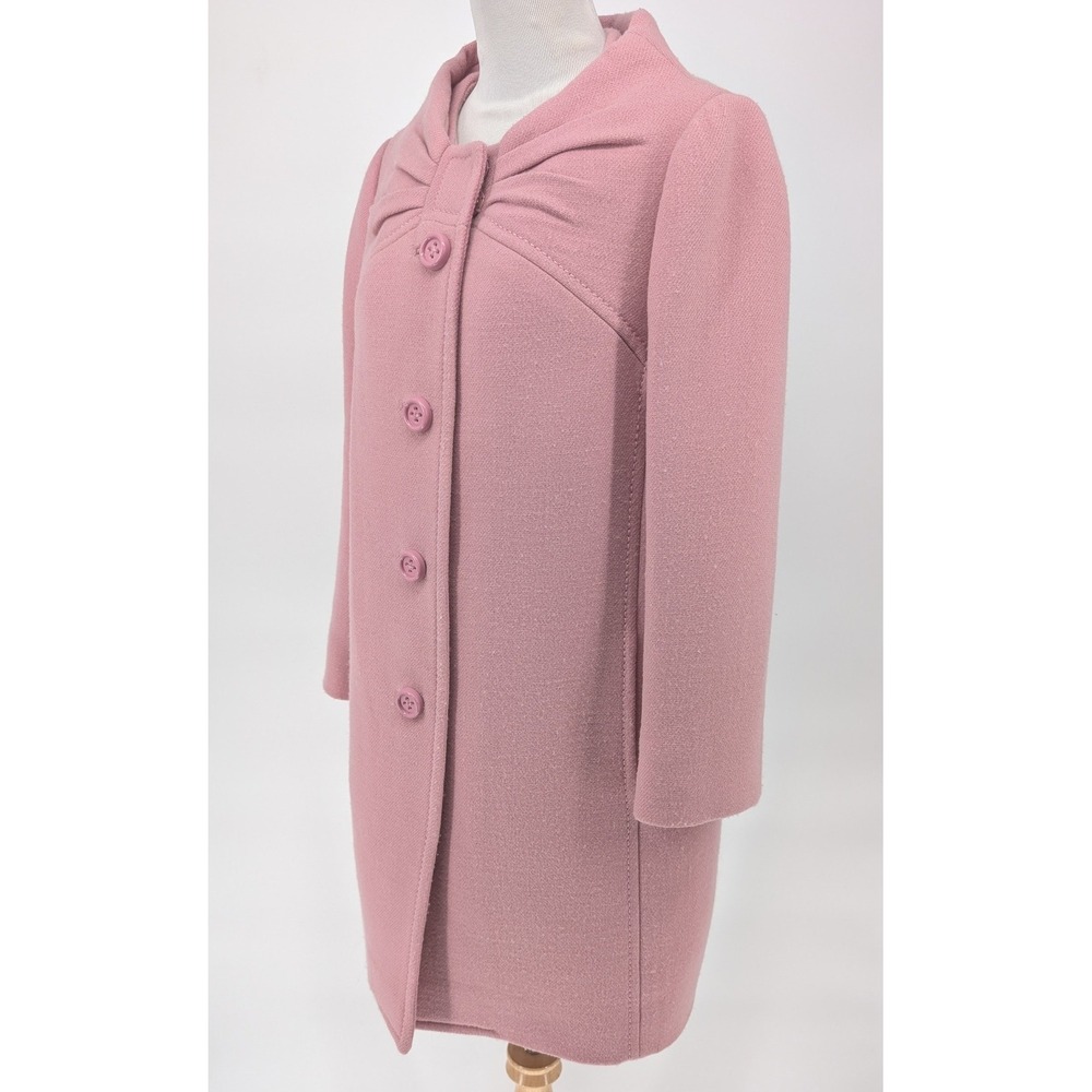 Kate Spade Etta Walking Coat Wool Blend Bow Collar Pink 8 Coquette Preppy Mod - Picture 6 of 14